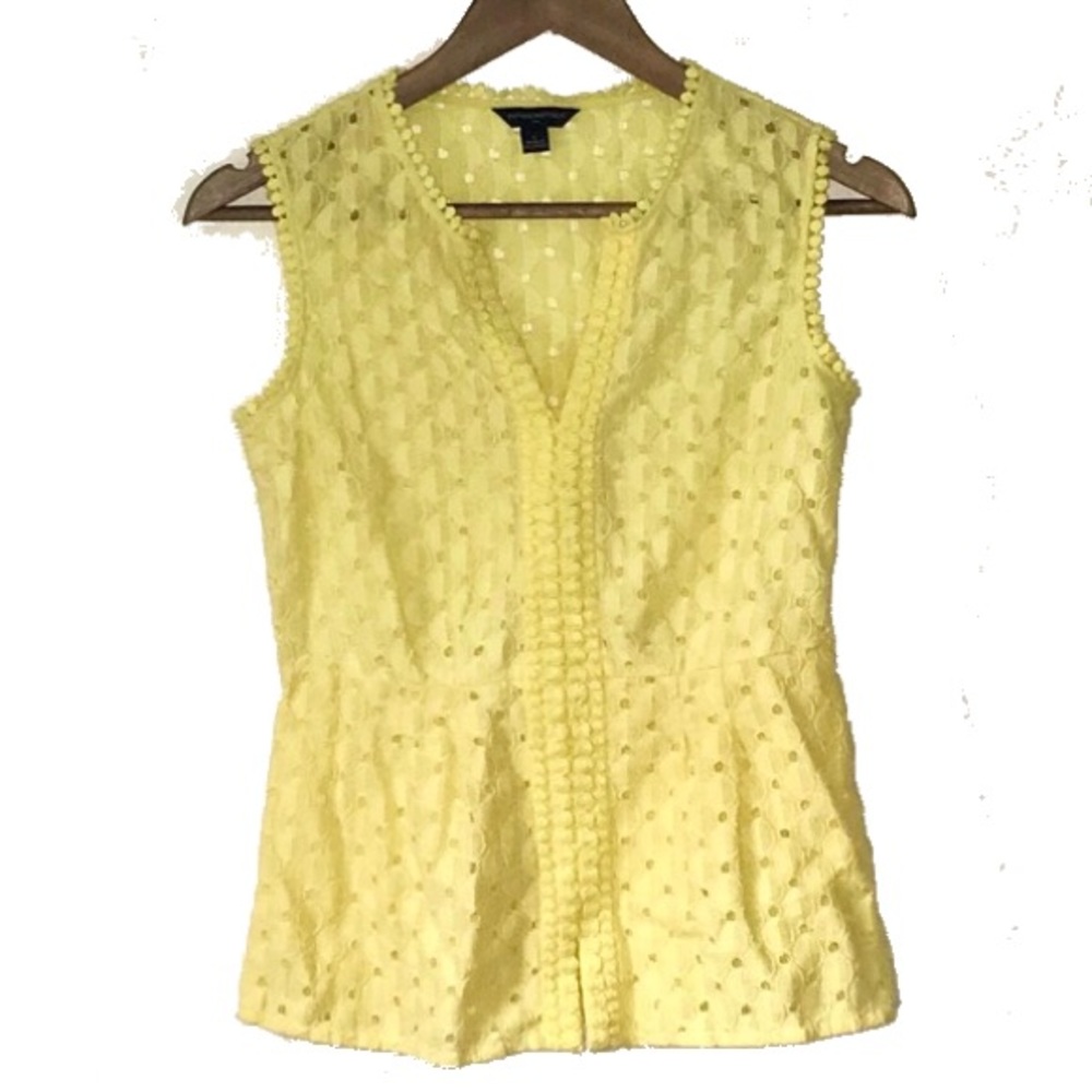Banana Republic yellow Eyelit Top size 2